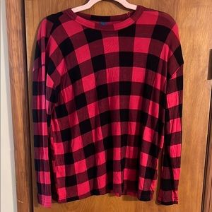 Red and Black Checkered Long Sleeve Shirt